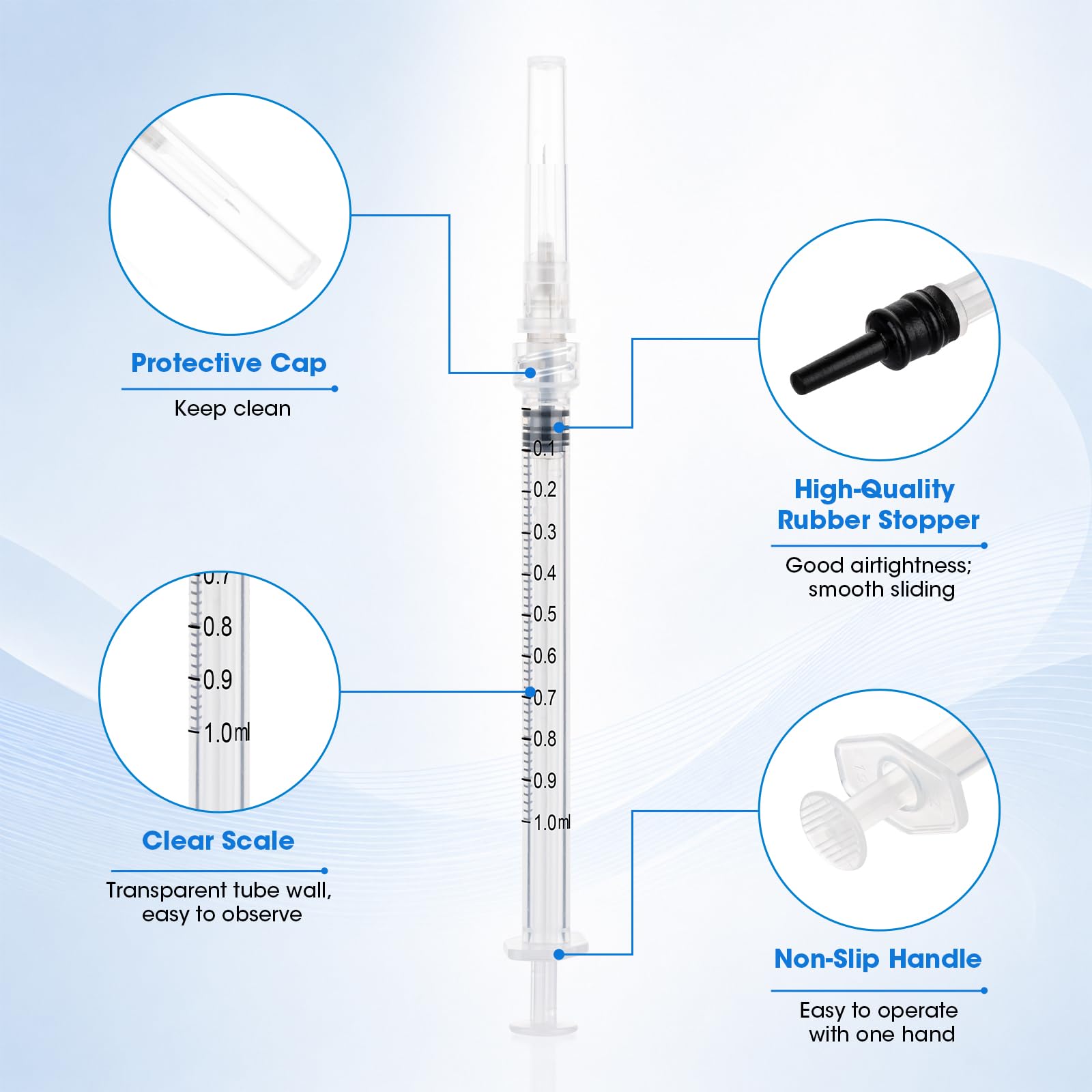 1ml Syringes with 27G 1/2 Inch(13mm), 1cc Luer Lock Syringes, 20 Pack — Amazon image 2