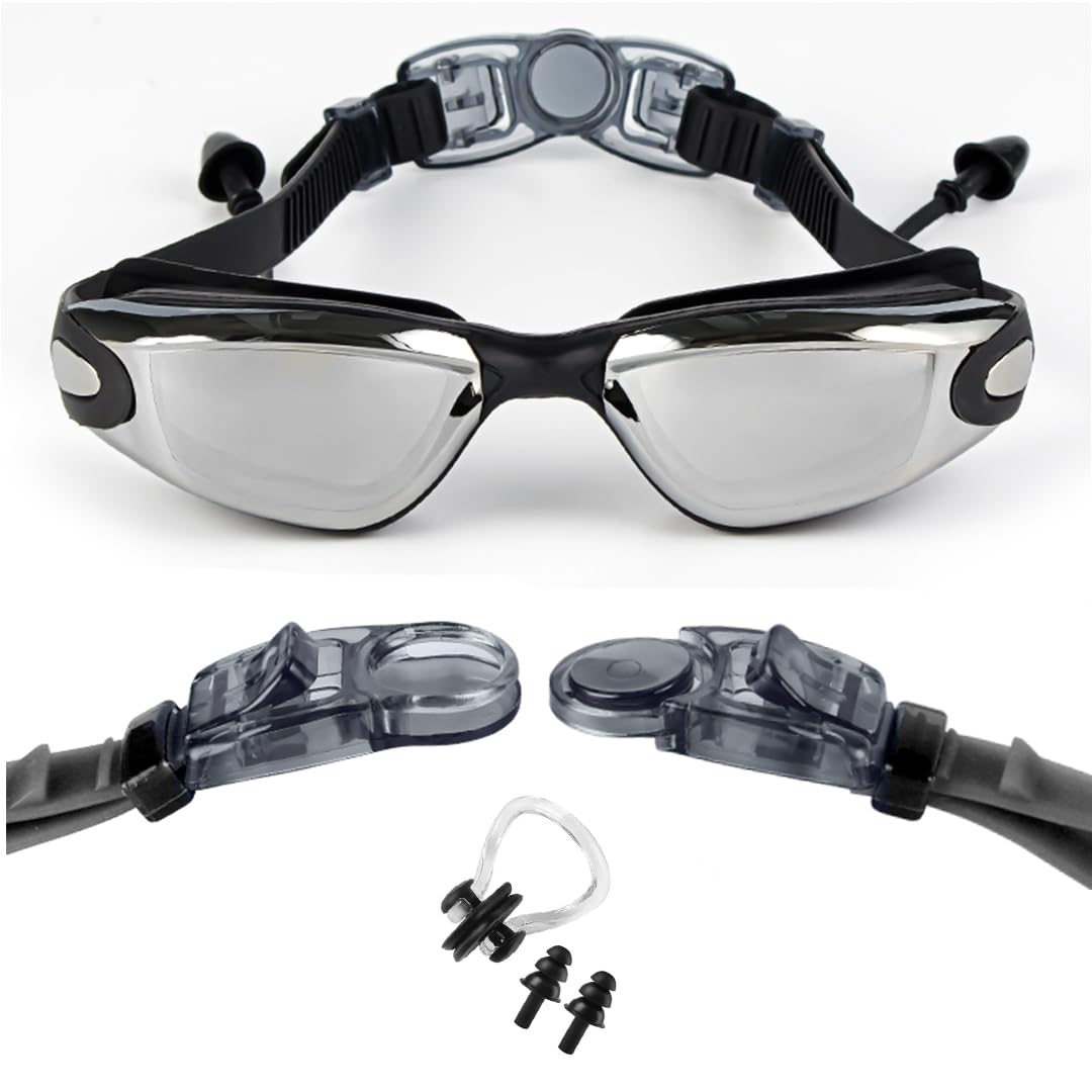 RAINBOW Professional Swimming Goggles for Men & Women | Tinted Anti-Fog & UV Protected Swimming Glasses for Men & Women | Leak-Proof Goggle with Adjustable Straps & Nose Clip Black – Pack of 1-image-15