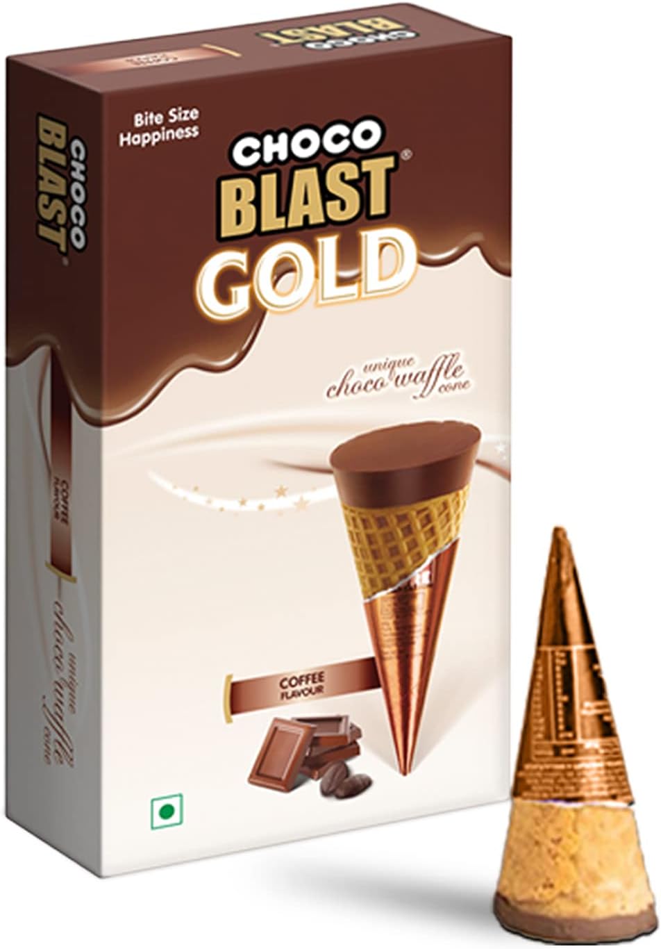 Chocoblast Mini Waffle Cone Chocolate Bites (10 Pcs) | Premium Birthday Chocolate Gift Pack For School Distribution, Snacks Or Dessert | Kids Chocolate Box (Coffee Flavoured)|220 Gm