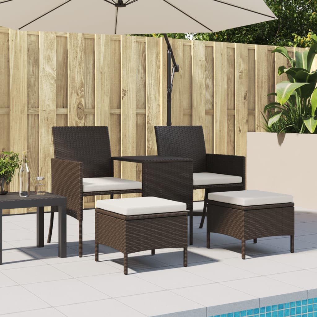 Gecheer Divano Giardino 2Posti con Tavolo e Sgabelli Marrone Polyrattan,Divani,da Giardino,per Esterno,Divanetto da Esterno,Divanetti da Esterno,Divano da Esterno Divano Giardino,P317625
