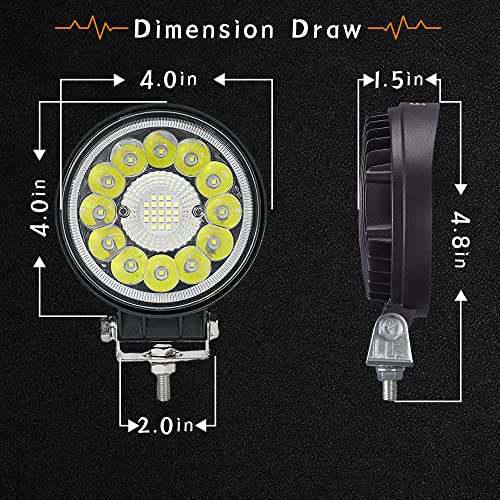 Image of San Young LED Light Pods for Trucks, 4 Inch LED Tractor Work Lights 120W Round Spot Off Road Driving Light for ATV UTV RV Golf Cart Go Kart Lawn Mower SUV Offroad Lights, 4 Pack