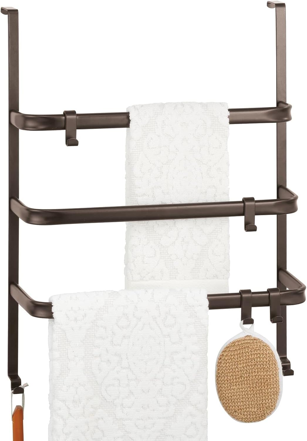 mDesign Metal Over Shower Door Towel Rack for Bathroom Back of Door