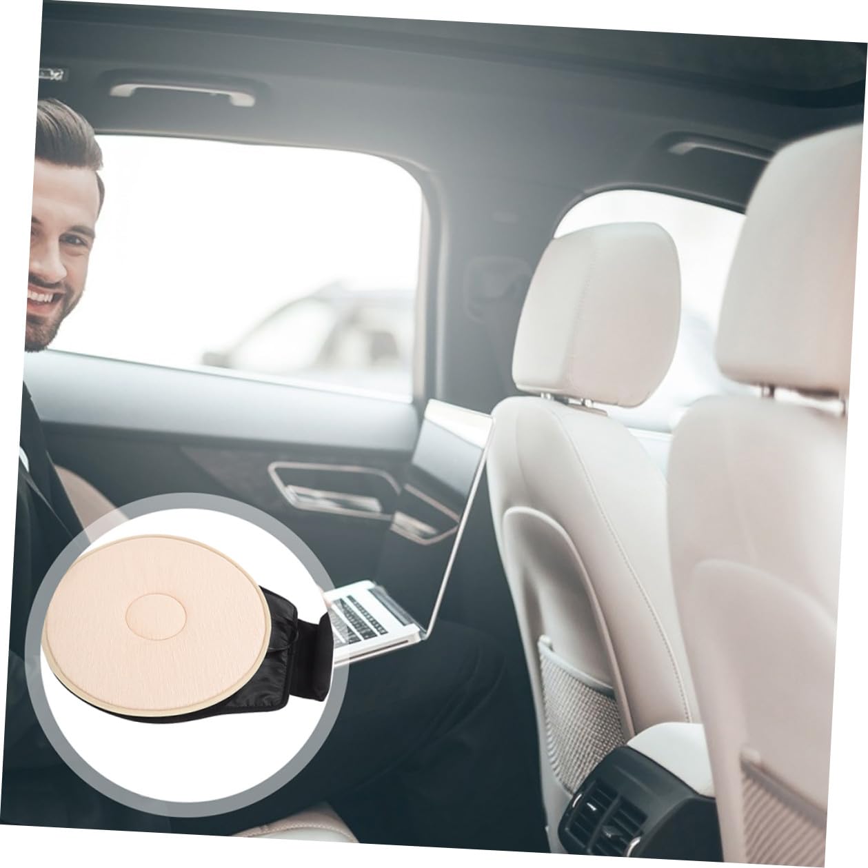 SHINEOFI Cojín de Asiento Giratorio para Coche Función 360 Grados, 2 Unidades Ergonómicas para Personas Mayores y Mujeres Embarazadas, Anillo Simple para Mayor Comodidad