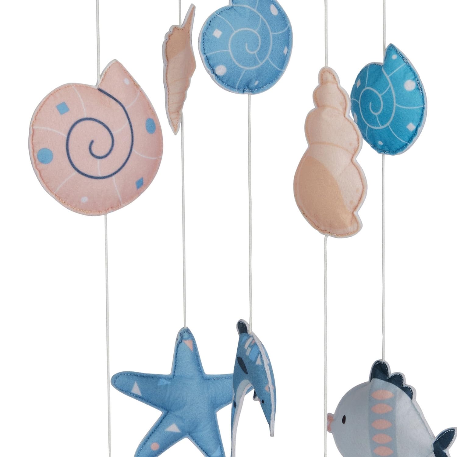 Haus and Kinder Vitamin Sea Crib Mobile - Set of 1 | Ocean-Themed Baby Mobile with Dolphins, Fish & Seashells, Soft Cotton & Wooden Frame | Coastal Nursery Décor, Soothing & Handmade, Height- 64cm 2