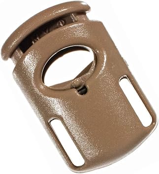 Craft County Plastic 1/4 Inch Spring-Loaded Ellipse Cord Lock Toggle Stoppers Tan, 5 Pack