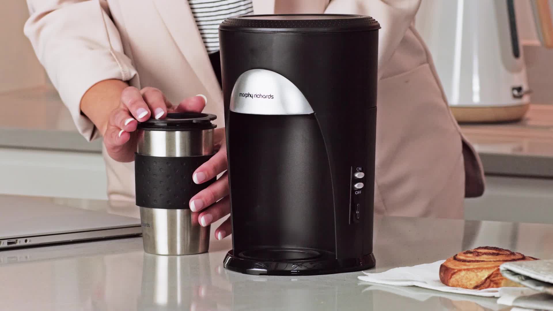 Morphy Richards Coffee On The Go Filter Coffee Machine 162740 Black and Brushed Stainless Steel Morphy Richards Coffee On The Go Filter Coffee Machine 162740 Black and Brushed Stainless Steel