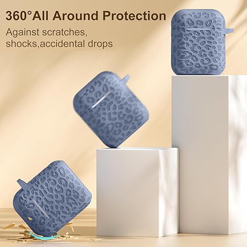 Vista 150 de Funda para Airpods de 2ª y 1ª, silicona suave, leopardo, compatible con Apple AirPods de 2ª/1ª generación de carga con llavero, a prueba de golpes