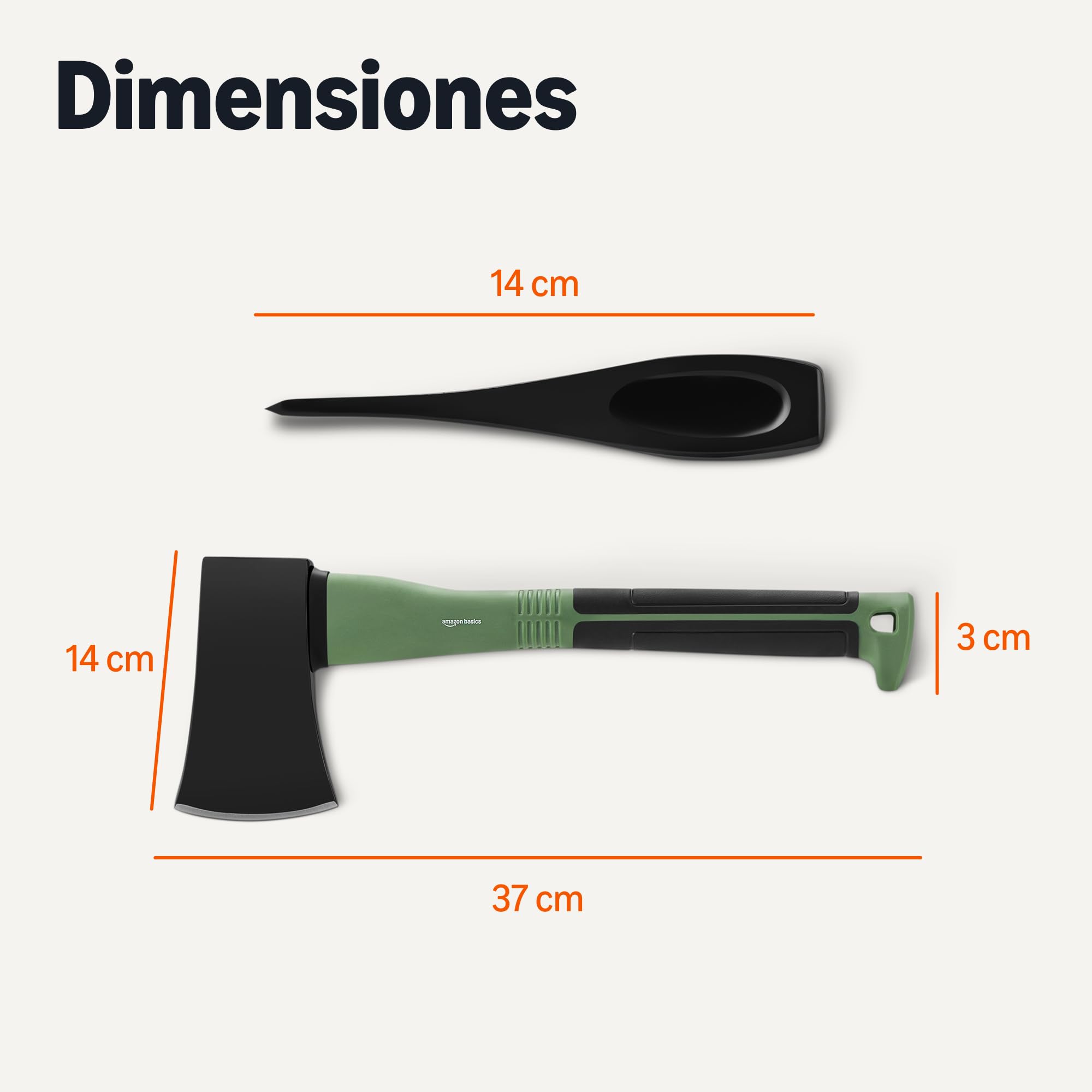 Amazon Basics Hacha para Cortar Madera, : 38.1 x 14.0 x 2.9 cm (Largo x Ancho x Alto), Oliva, Negro, Paquete de 1