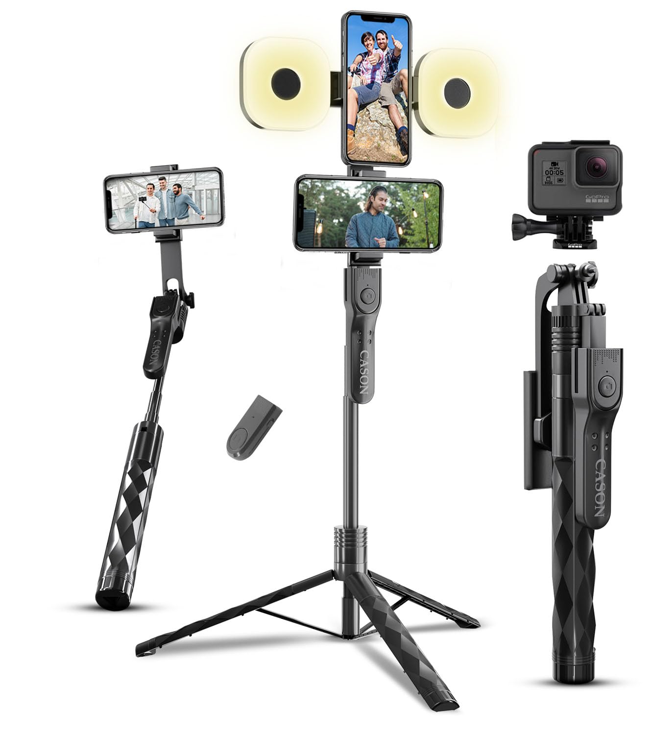 Cason Long 69 Inch Selfie Stick for iPhone & Mobile with 2 LED Lights, Portable Tripod with Bluetooth Remote- Selfie Stand for Mobile Phone, Camera(Black)-picture-10