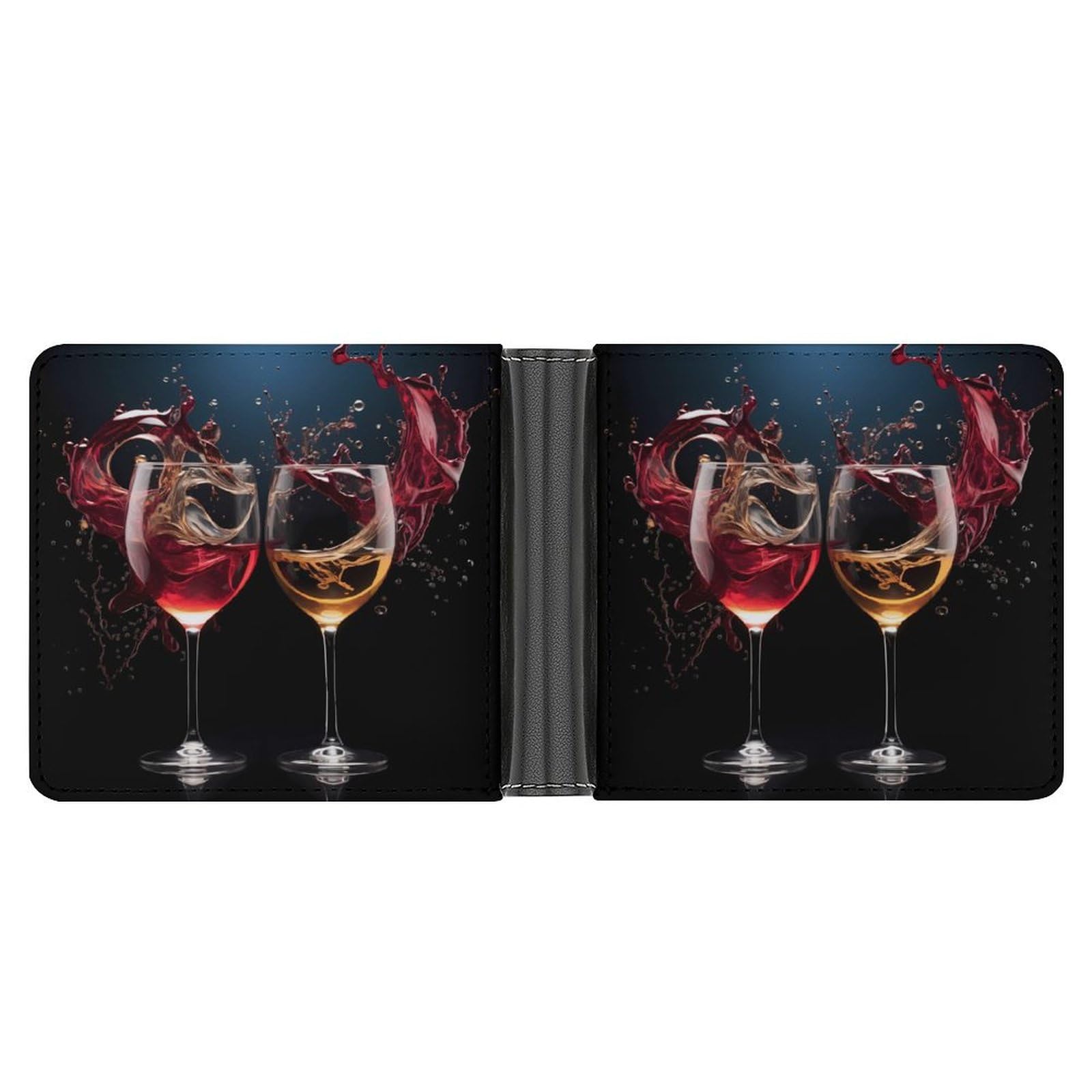 Red Wine Bifold Wallet PU Leather Coin Purse Lightweight Credit Card Holder Wallet Money Clip