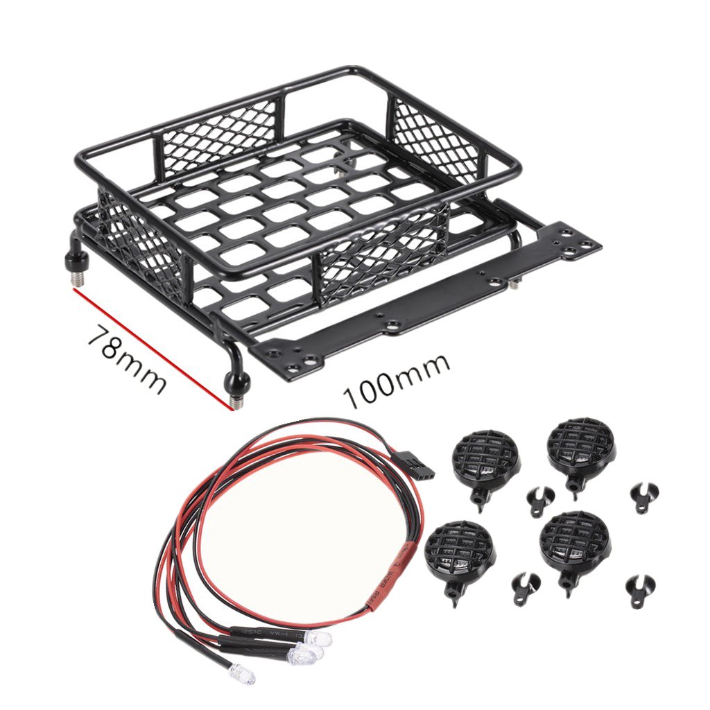 Sharplace Dach Gepäckträger mit LED Lampen Zubehöre Set für 1:10 HPI CC01 AXIAL SCX10 D90