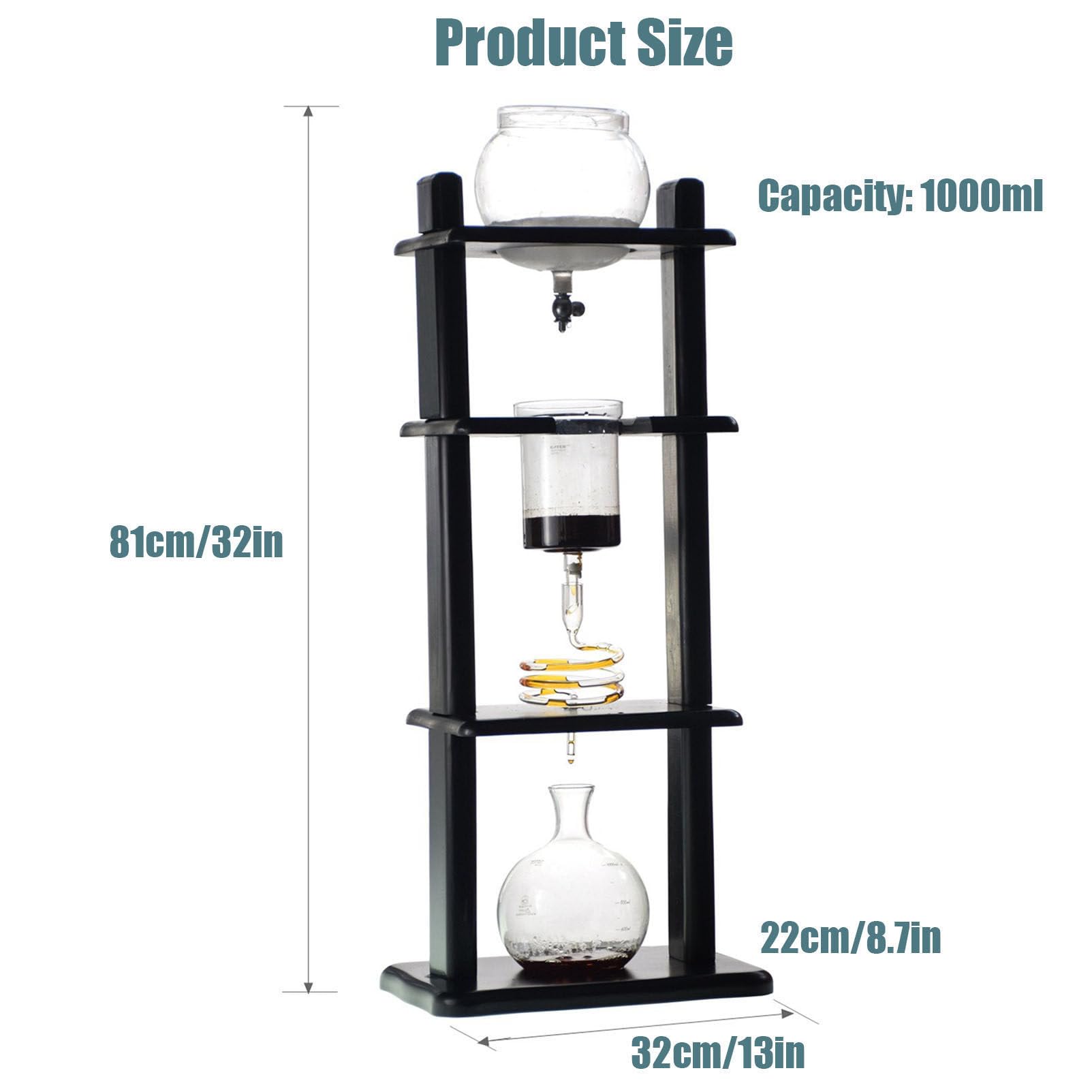 5-8 Personen Iced Coffee Cold Brew Drip Tower Kaffeemaschine Aus Holz, Produktkapazität 1000 Ml, Mit Slow Drip-Technologie, Für Das Home Office