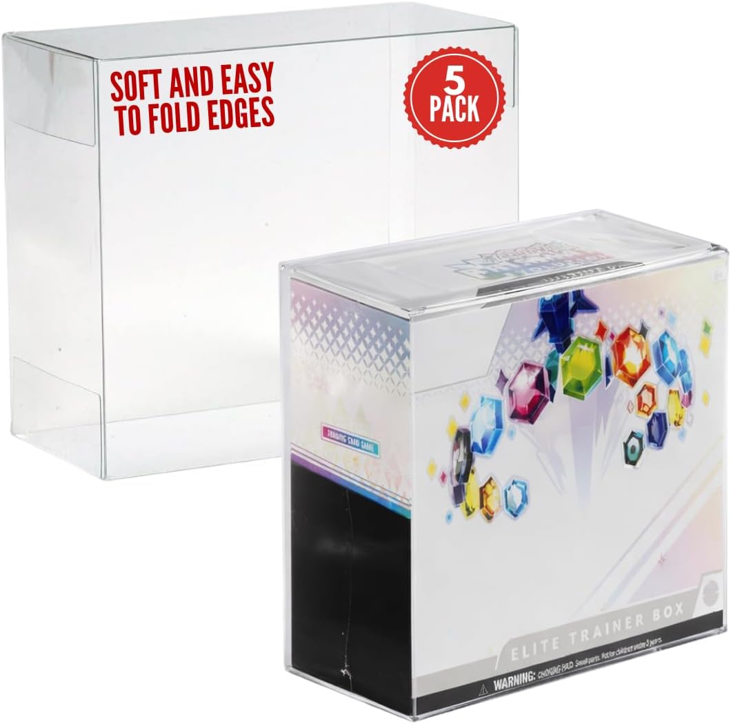 Collector's First Pick Plastic Elite Trainer Box Case For Protecting Pokemon ETB Box Display Case Protector Long Term - 0.5mm Thick Protective Display (Pack of 5)