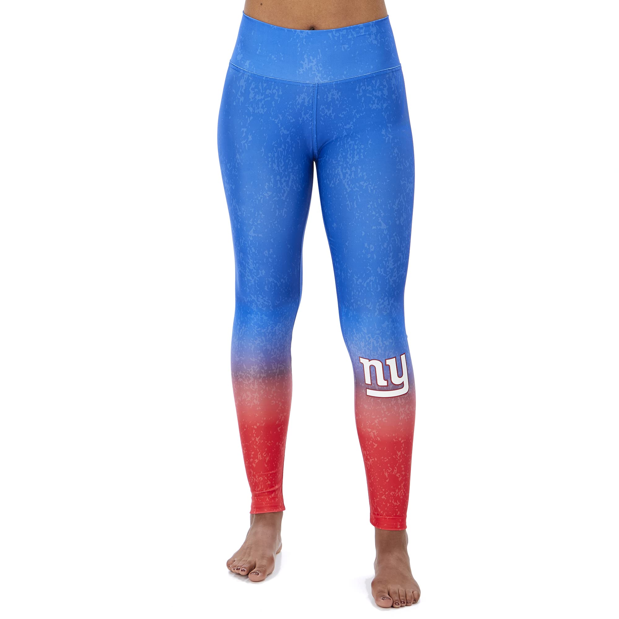 Zubaz NFL Team Colors Women's Distressed Gradient Legging, New York Giants, Large