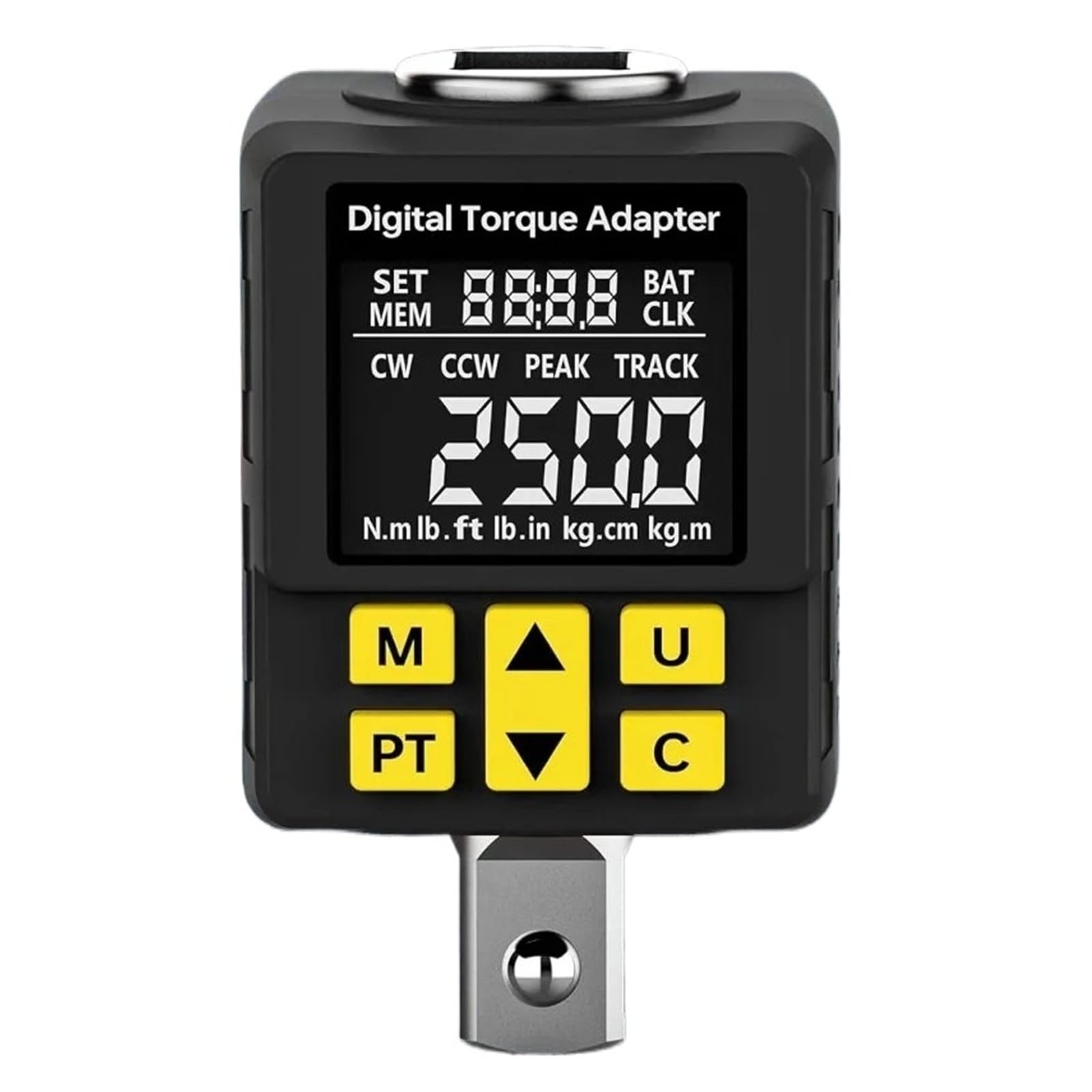 Jckjwl One Color Digital Torque Adapter 1/2 Drive, With ±1% Accuracy, 12.5 To 250Ft-Lb Color Alert Peak Track Store Delete Multiple Unit Switching