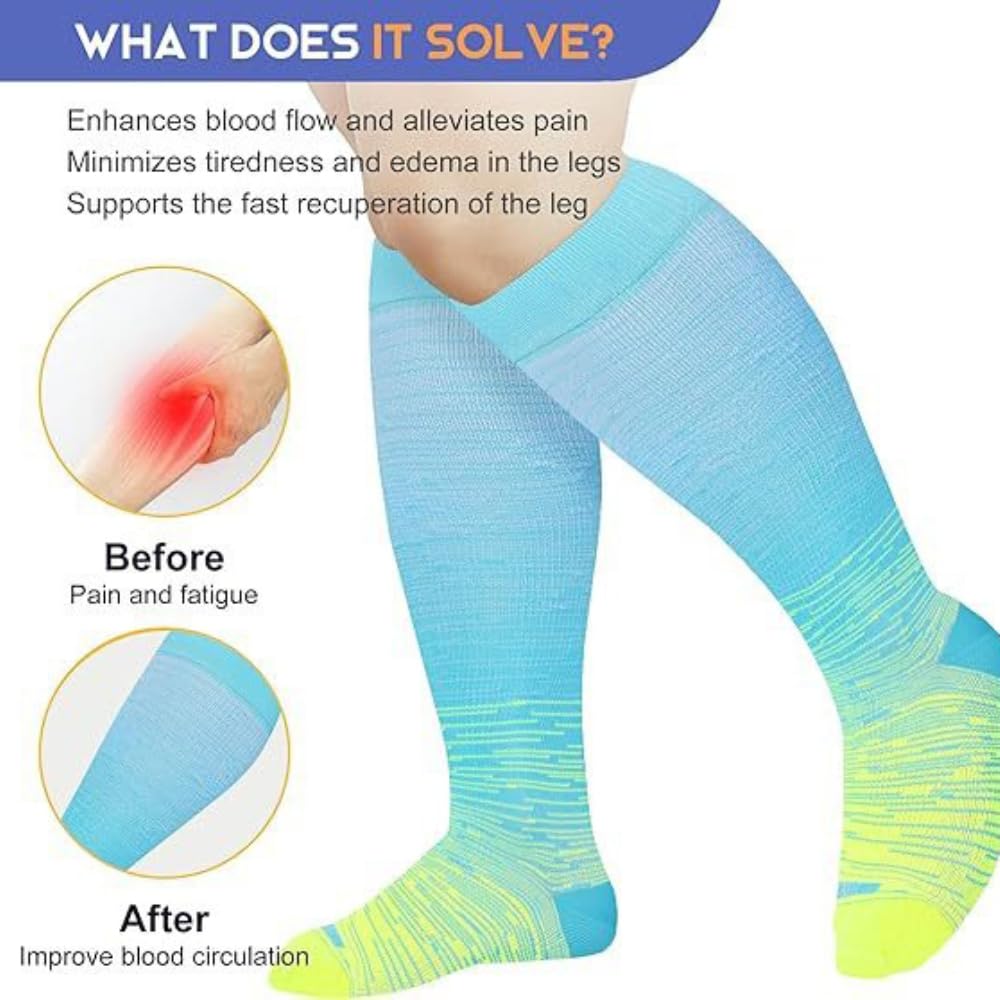 4 paia di calze a compressione da uomo e da donna, calze a compressione, comodo supporto per corsa, sport, viaggi, ciclismo, per vene varicose, edema, dolore