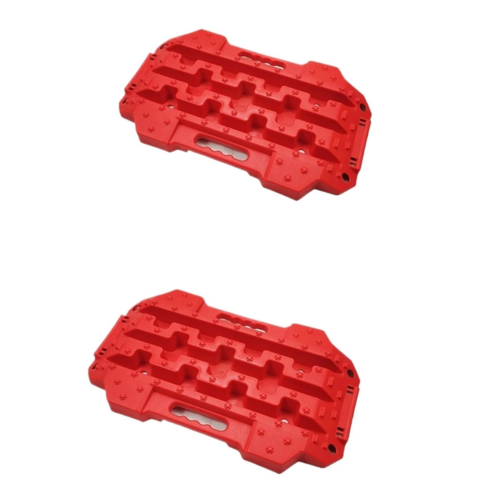 DHYUACN Recovery Traction Boards Off Road Traction Boards Spliceable Recovery Track Mat For 4WD Mud Sand Snow Ramps Tire Tool With Base(2PC-Red)