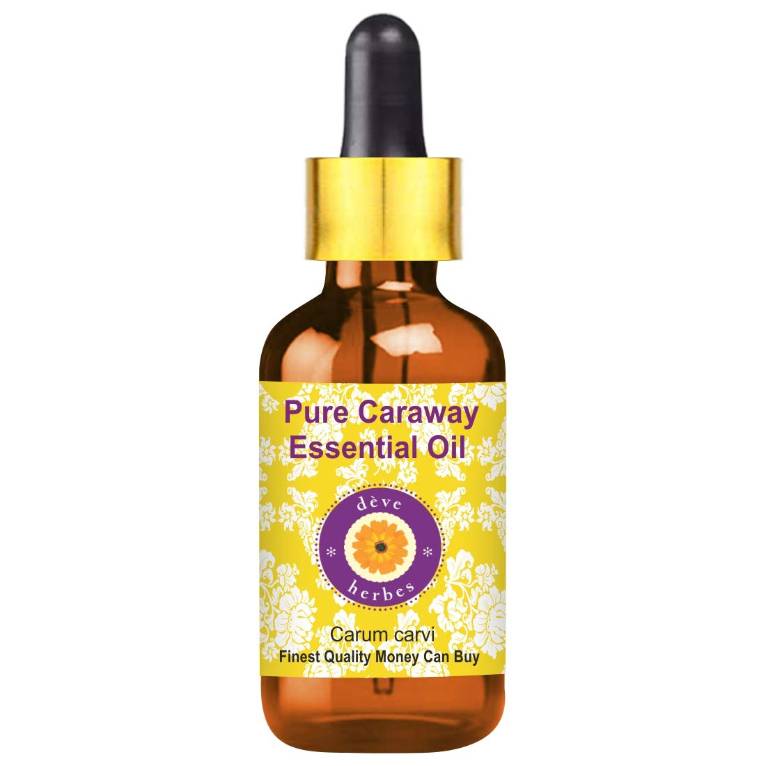 Deve Herbes Pure Caraway Olio Essenziale (Carum Carvi) con vetro Dropper 100% naturale qualità terapeutica distillata a vapore.