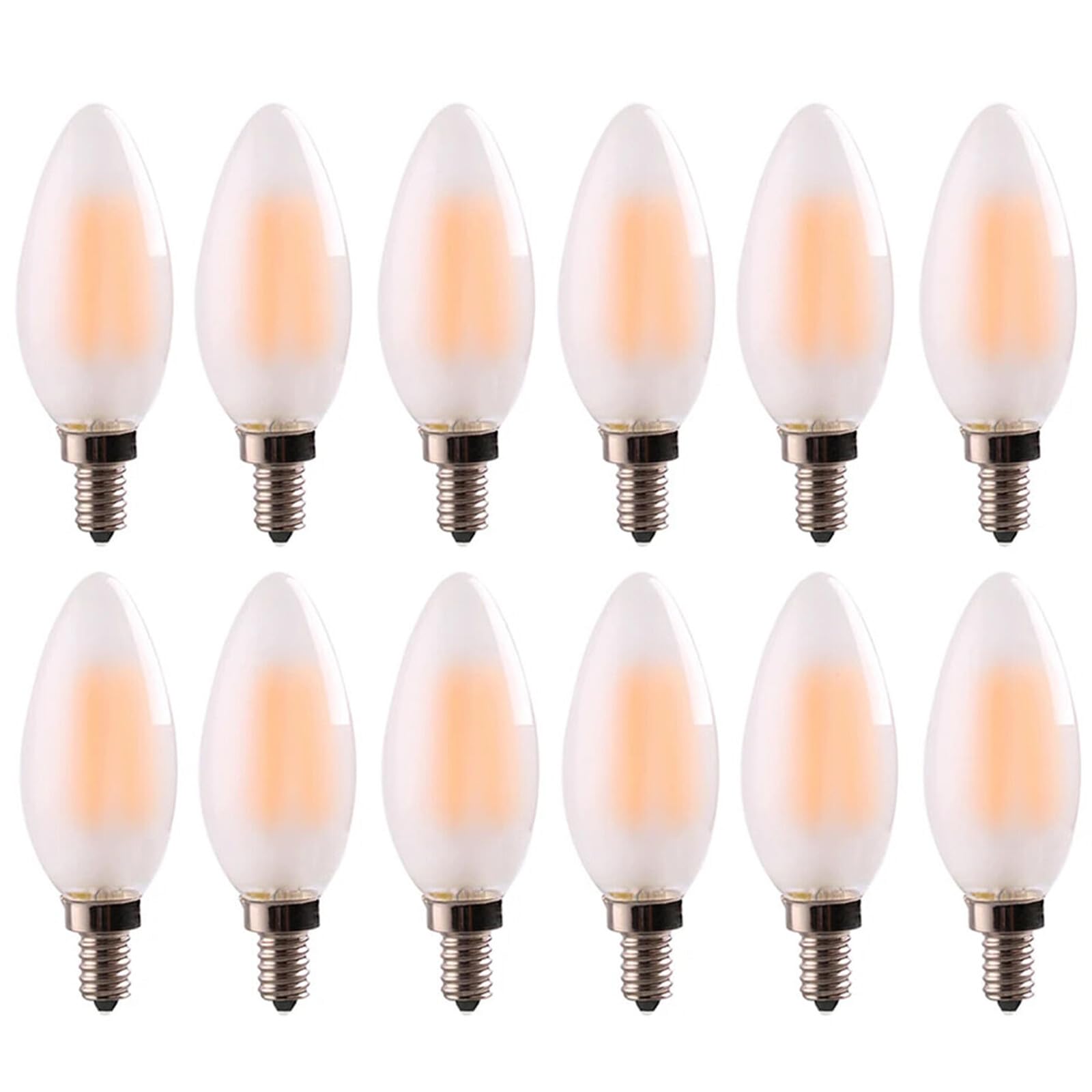 12 bombillas LED Edison de filamento C35, estilo retro, de vidrio esmerilado, E14, 6W, color blanco cálido, para iluminación de araña (punta redonda C35, E14, 220V, 6W)