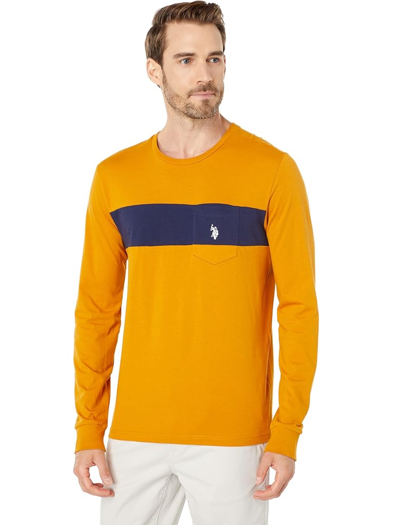 U.S. POLO ASSN. Long Sleeve Color-Block Tee with Pocket