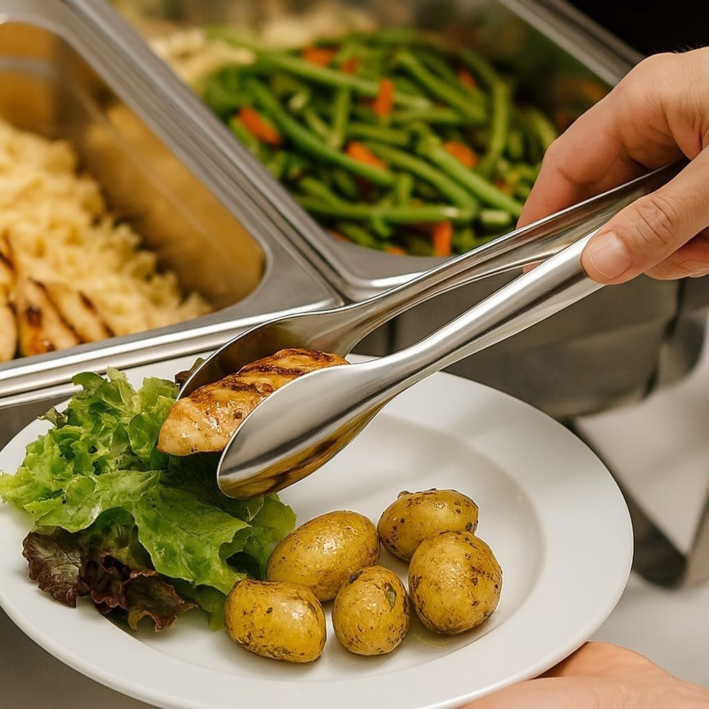 Cuisinox TON9X - Pinzas para servir, acero inoxidable, color plateado