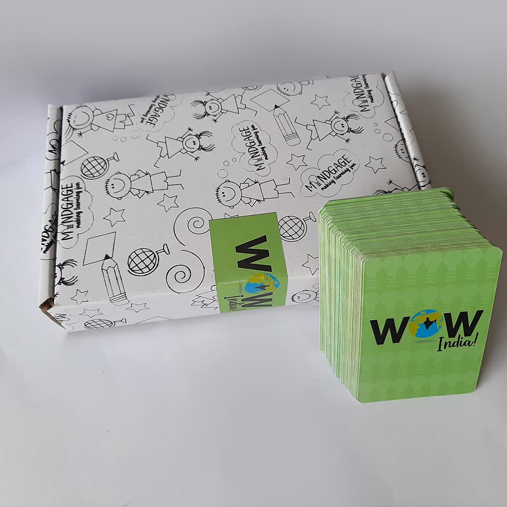 MINDGAGE Wow India (Card Games for Children Aged 4+) 8 Facts x 5 Categories + 5 worksheets = Wow time!