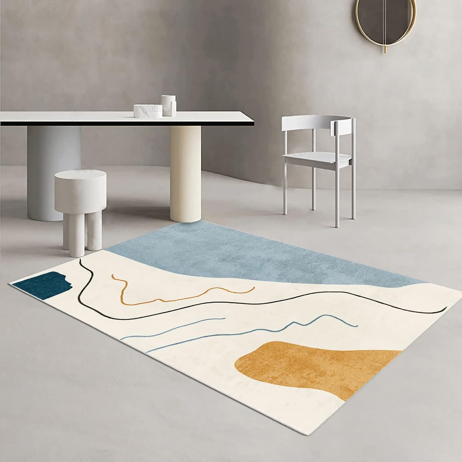 Alfombra alfombras Antideslizantes Alfombra habitacion Infantil Estilo geométrico Minimalista Moderno Crema Amarillo Azul Dormitorio Infantil niña 100x200cm