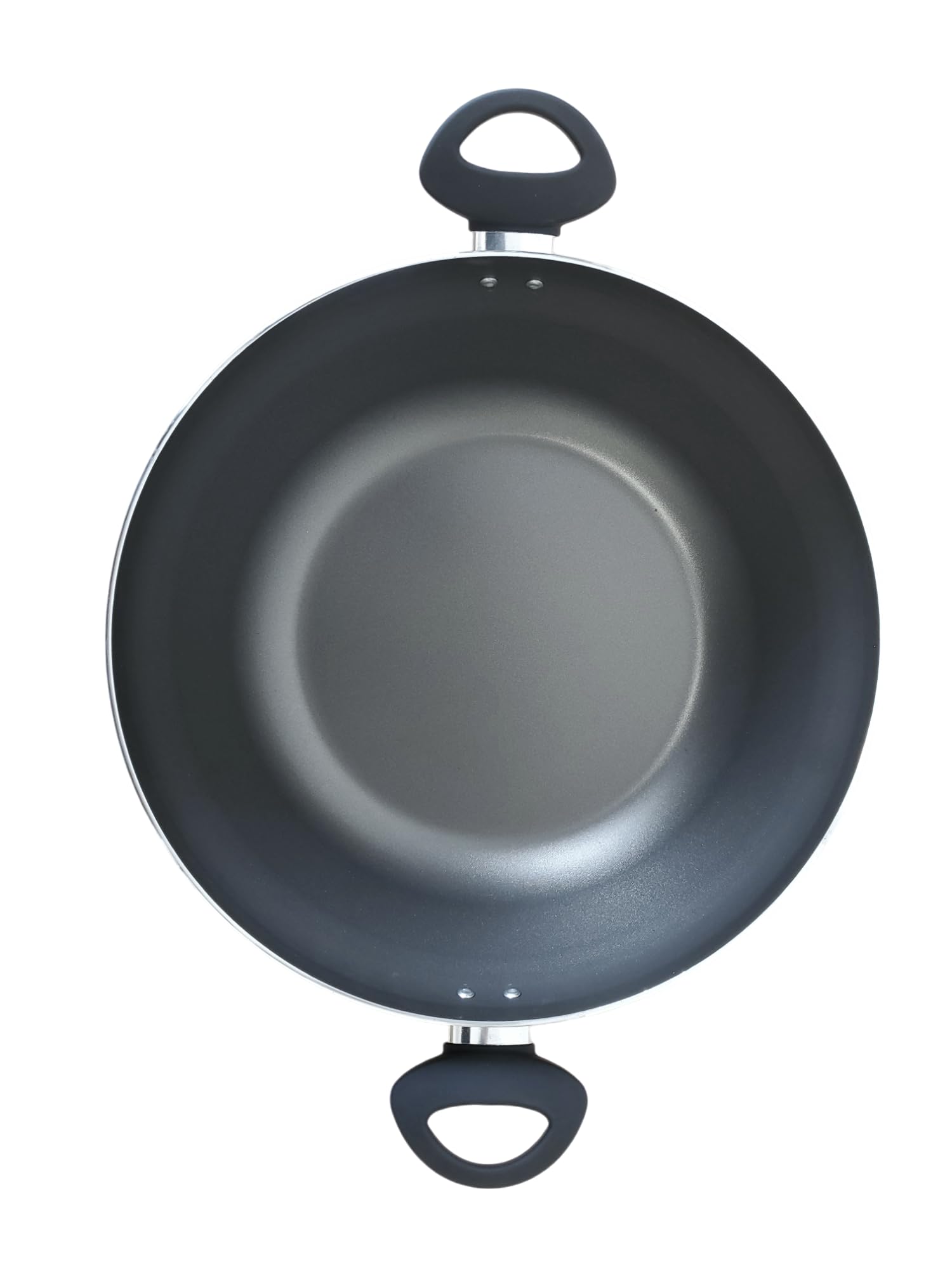 Wok en aluminium antiadhésif de 32 cm/12,5 pouces avec couvercle – Grande poêle à wok antiadhésive pour cuisine asiatique et indienne, doubles poignées, poêle à frire profonde non toxique