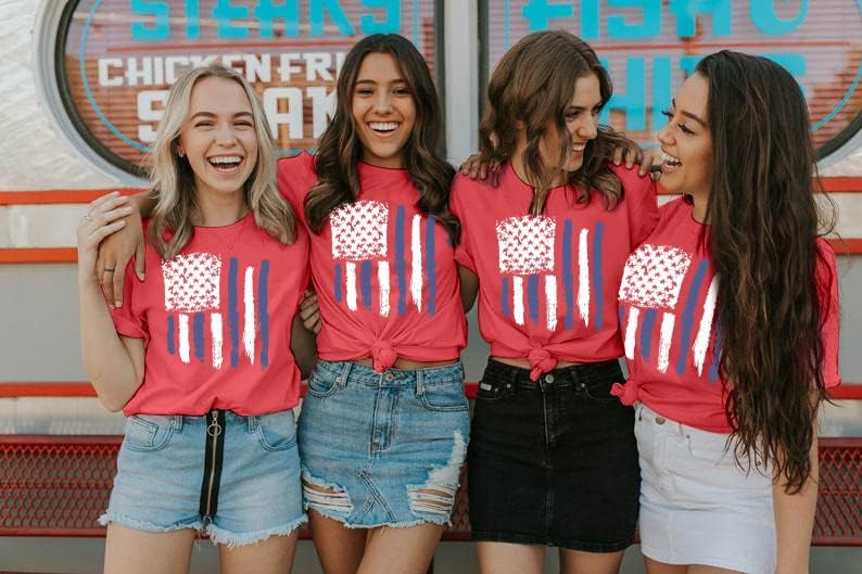 Patriotic Shirts for Women American Flag Shirt 4th of July Tshirt Graphic Tees Casual Short Sleeve Tee Top - Image 3