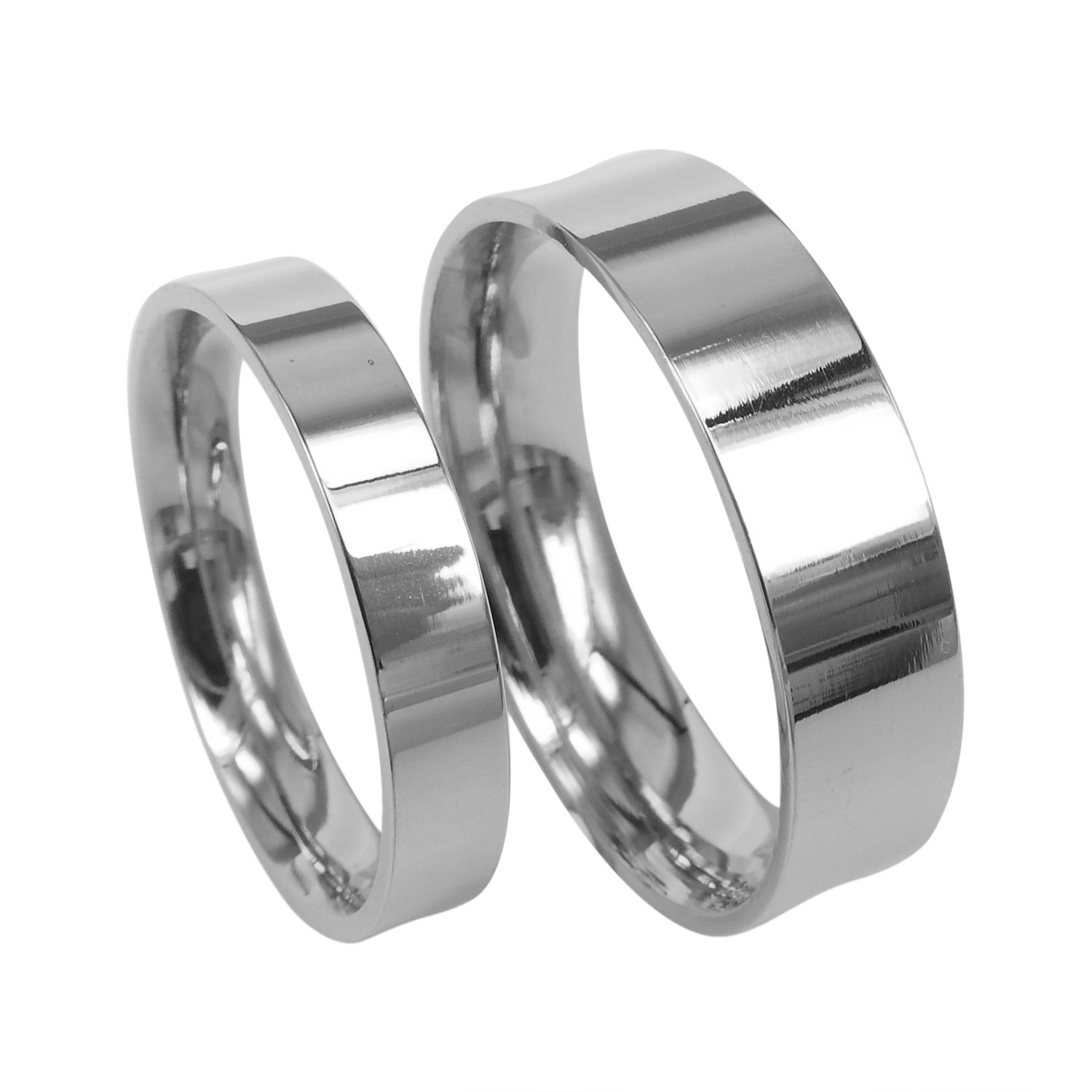 Coupless Wedding Band Engagement Ring Sets Titanium Polished Silver Color