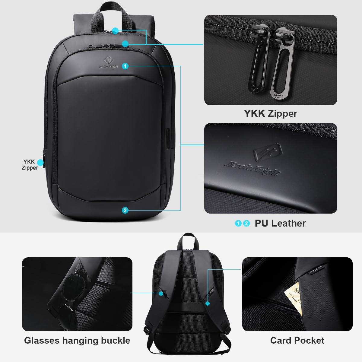 Laptop Rucksack Herren 17 Zoll wasserdicht mit USB | Erweiterbarer Arbeitsrucksack, flugtaugliches Handgepäck, vielseitiger Tagesrucksack für Büro, Uni und Geschäftsreisen