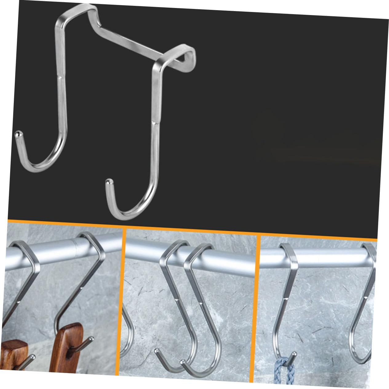 Alipis 12piezas Gancho S-shape De Acero Inoxidable Gancho Multiusos Sin Clavos Para Cocina y Baño y Fácil De Instalar