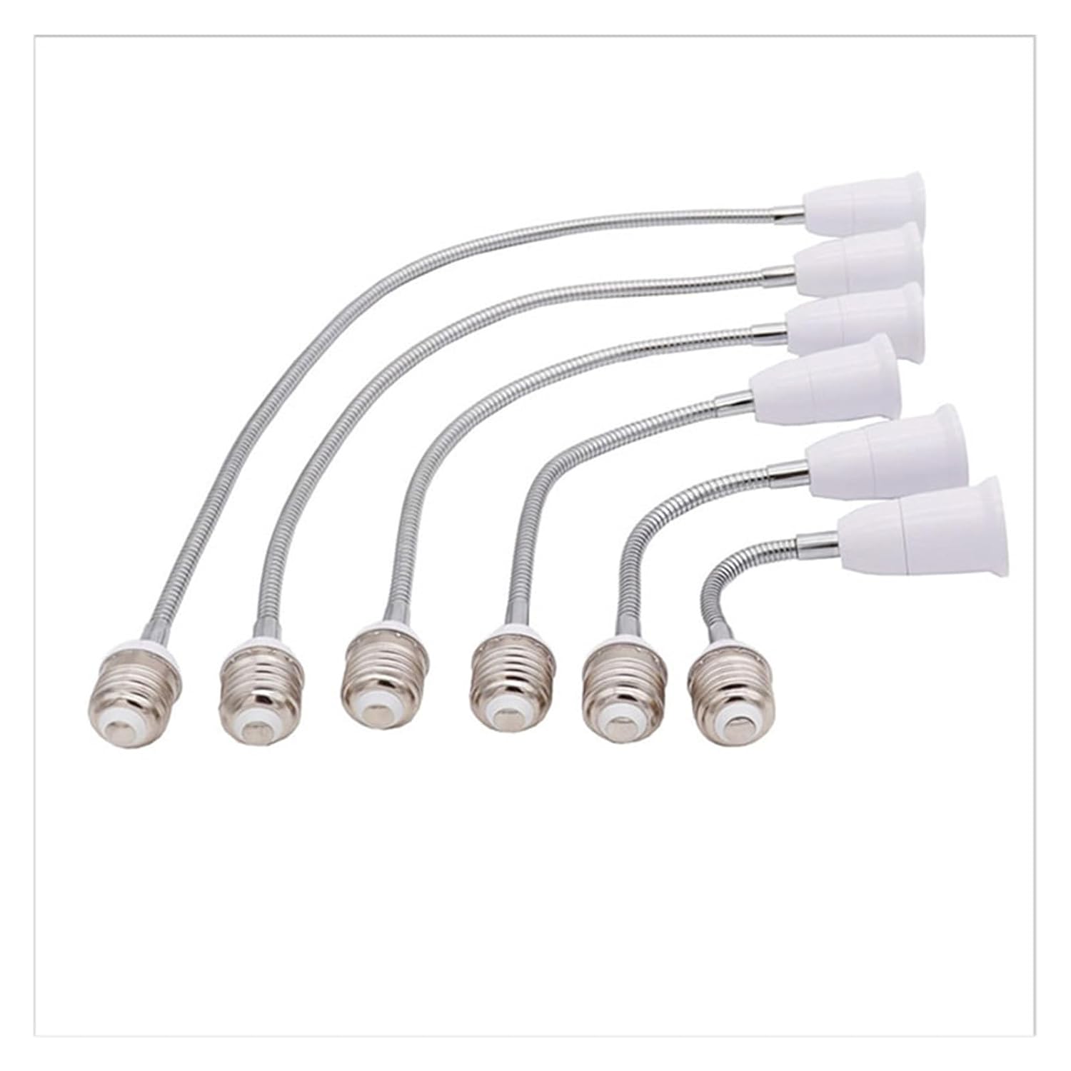 MAMA'S PEARL 2pcs/Pack L30/40/50/60cm Long E27 to E27 Base Gooseneck Extension Adaptor Converter Screw Socket Extender Lamp Light Bulb Holder (Color : L60cm)