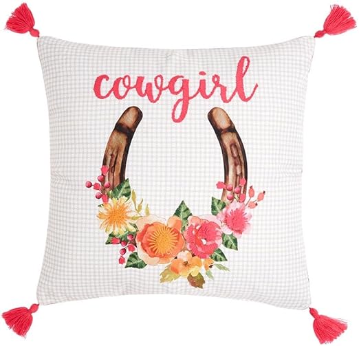 Almohada Decorativa Bordada Vaquera 46x46 cm