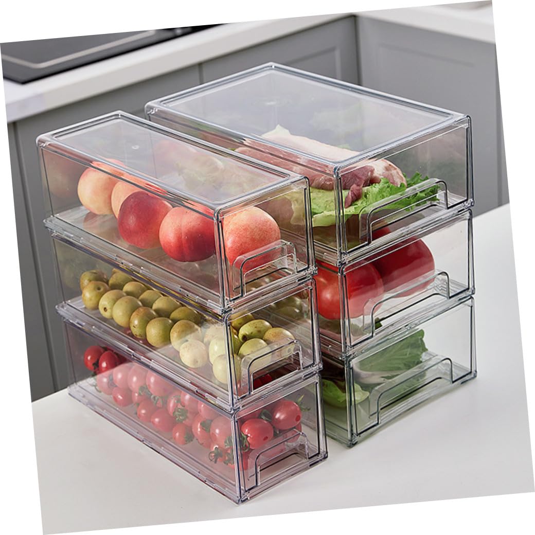 Caja Organizadora para Refrigerador Tapa, Contenedor Apilable de Pet de Gran Capacidad para Mantener Frutas y Verduras Nevera