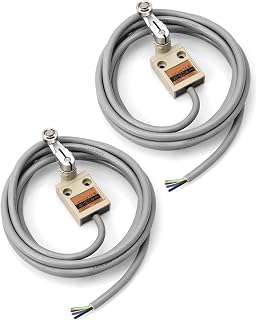 QWORK TZ-3104 IP67 Waterproof Limit Switch Roller Lever Plunger, SPDT 1NO+1NC Momentary, 3m Cable - 2 Pack