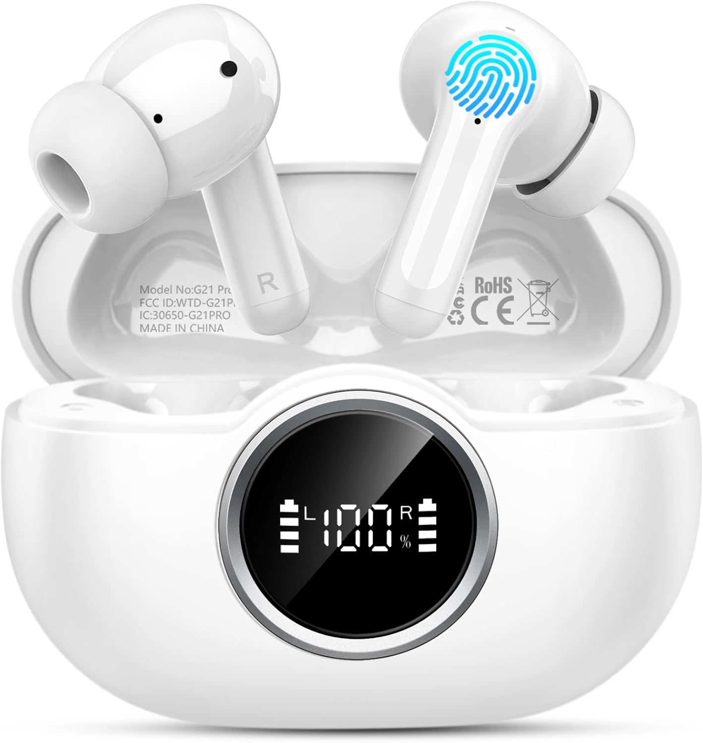 Bluetooth 5.4 Earbuds, 2026 Bass-3.0 Wireless Headphones 3D-Stereo Ear Buds, 4 ENC Noise Cancelling Mic, 40+Hrs USB-C in-Ear Earphones, IP-X7 Waterproof Sport Workout Gym for Laptop Pad Android iOS