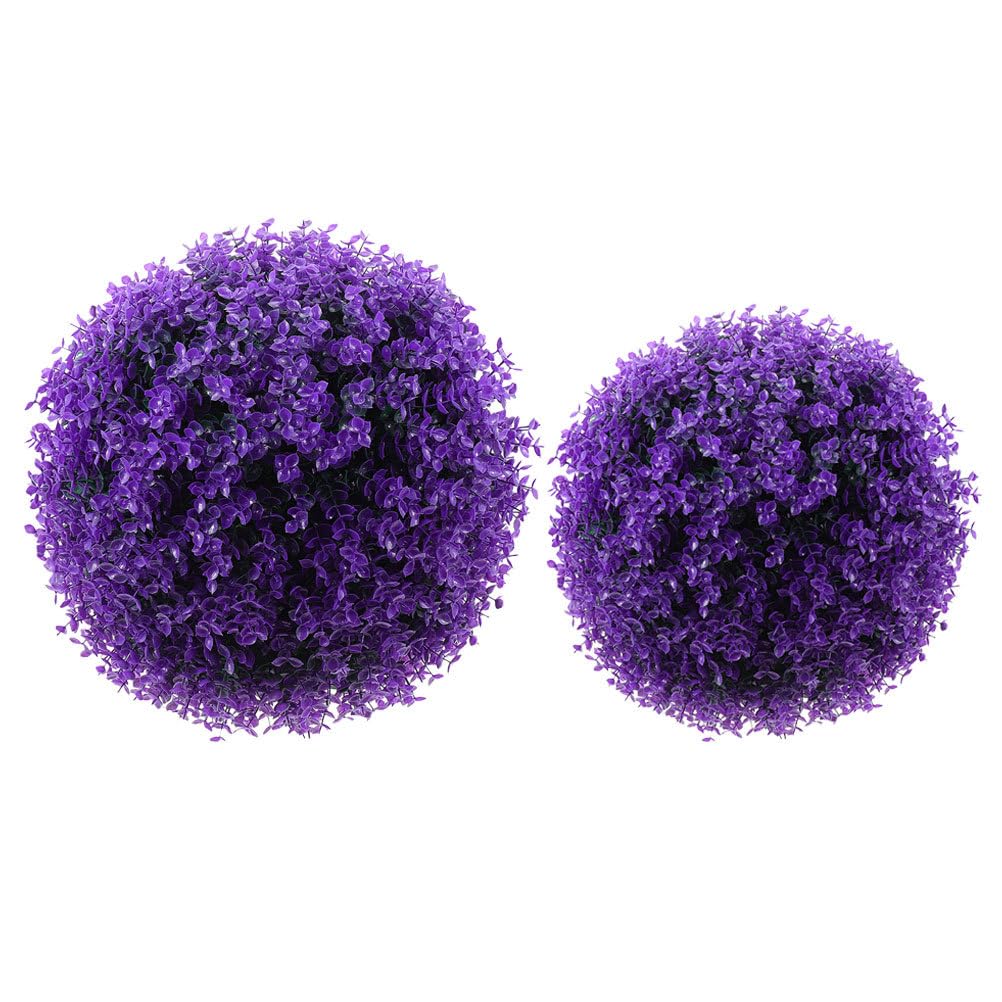 FOMIYES Planta Artificial Artificial Topiary Ball 2pcs Decorative Faux Boxwood Balls Round Artificial Plant Topiary Ball Spheres Wedding Decor, Purple 25cm 30cm Faux Indoor Plants