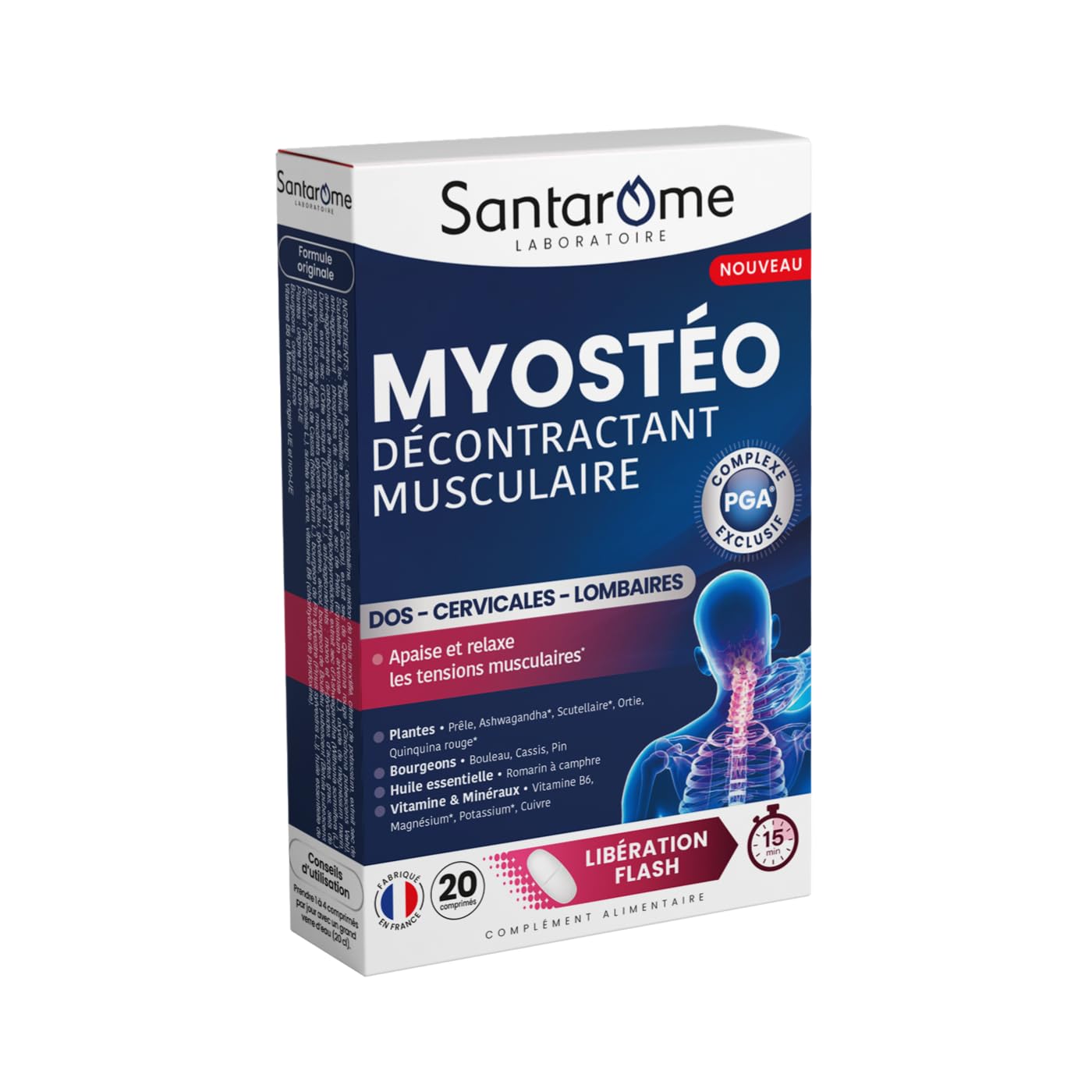 Santarome Bio Myostéo - Complément alimentaire articulations - Décontractant musculaire dos, cervicales, lombaires