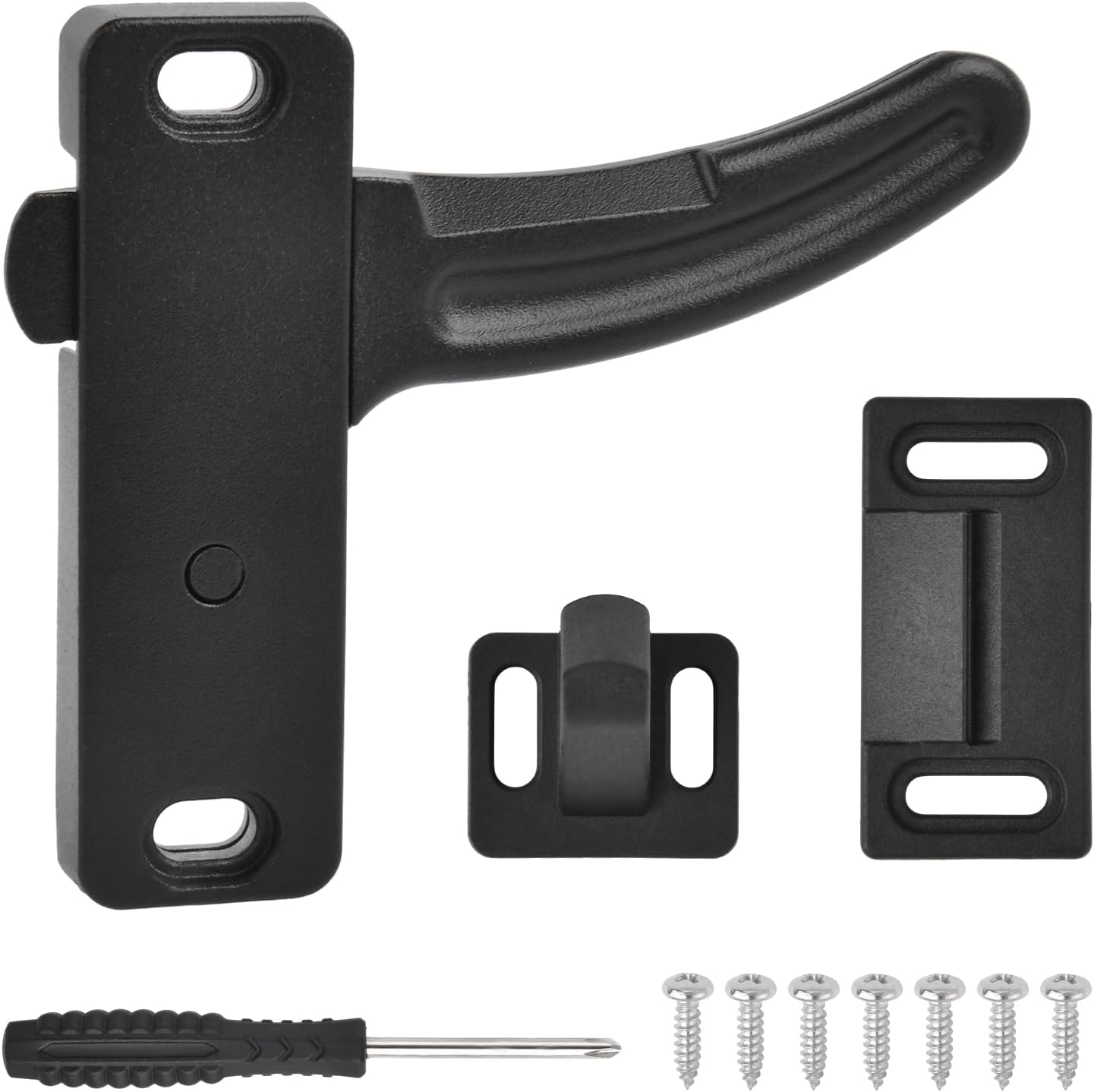 Aluminum Rv Screen Door Latch Right Handle Replacement Kit Screen Door Latch Handle Closer for Travel Trailer, Camper, Motorhome- Rv Accessories for Inside