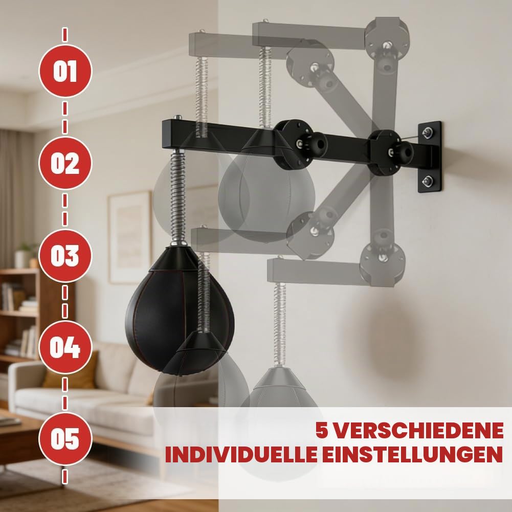 Speed Punchingball, Höhenverstellbar & Faltbar, Boxball mit Aufhängung, Trainingsgerät für Reflexe, Boxsack Set Freistehend, Punching Bag Boxsack Hängend für Home Gym Workout, Training