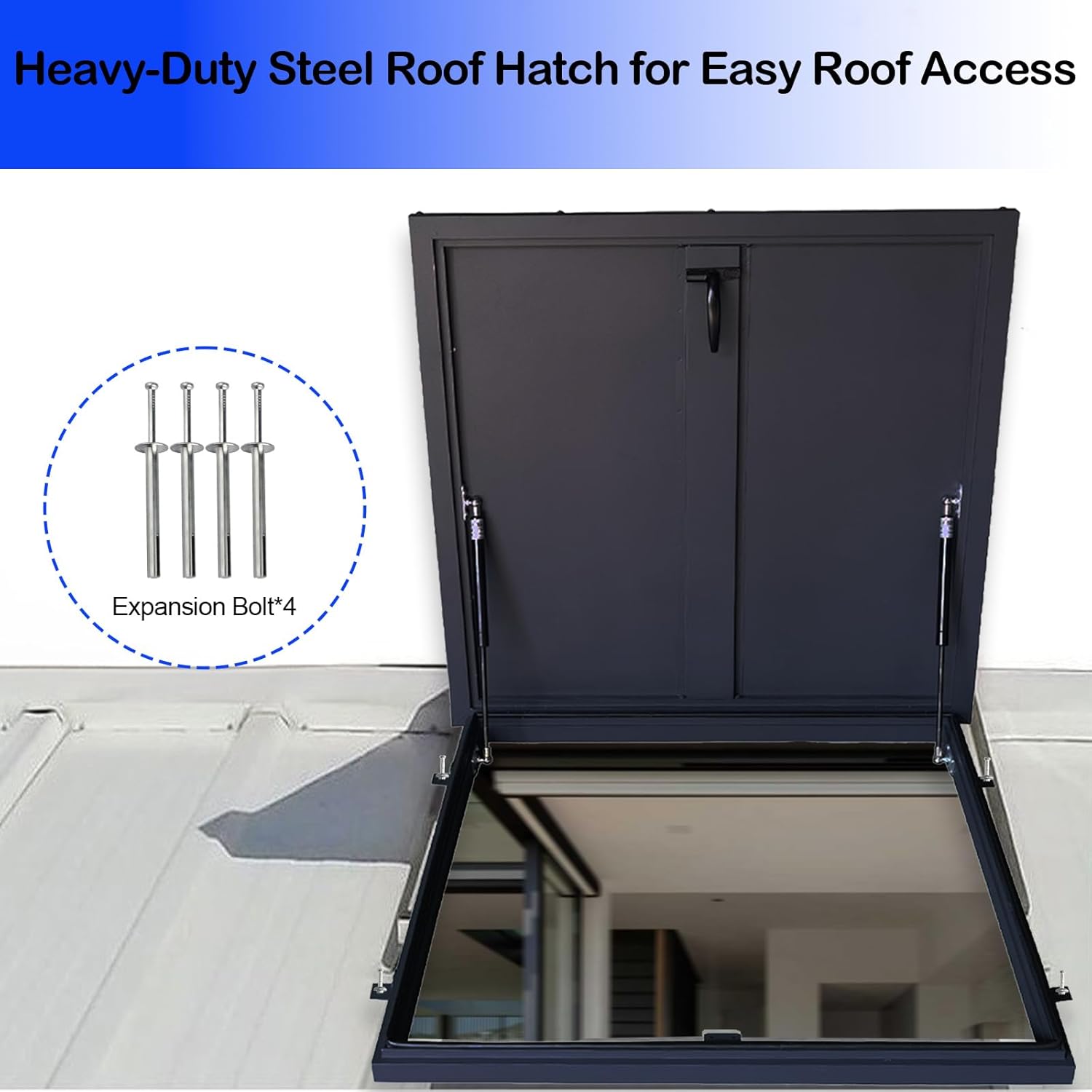 Roof Access Hatch 31.5" x 31.5", Aluminum Attic Access Door, Waterproof Inspection Hatch, Heavy-Duty Crawl Space Cover for Roofs and Attics (Black)