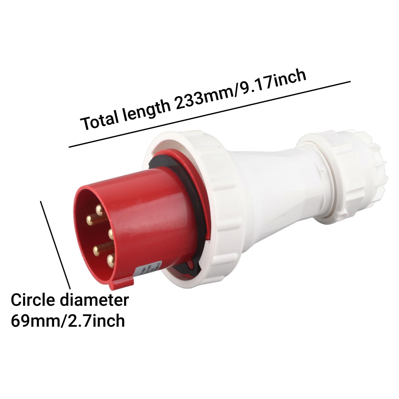 Fiche CEE, 63A 220‑415V Prise CEE Industrielle Rouge CEE Aviation Connecteur IP67 Étanche 5PIN Prise CEE pour Extérieur
