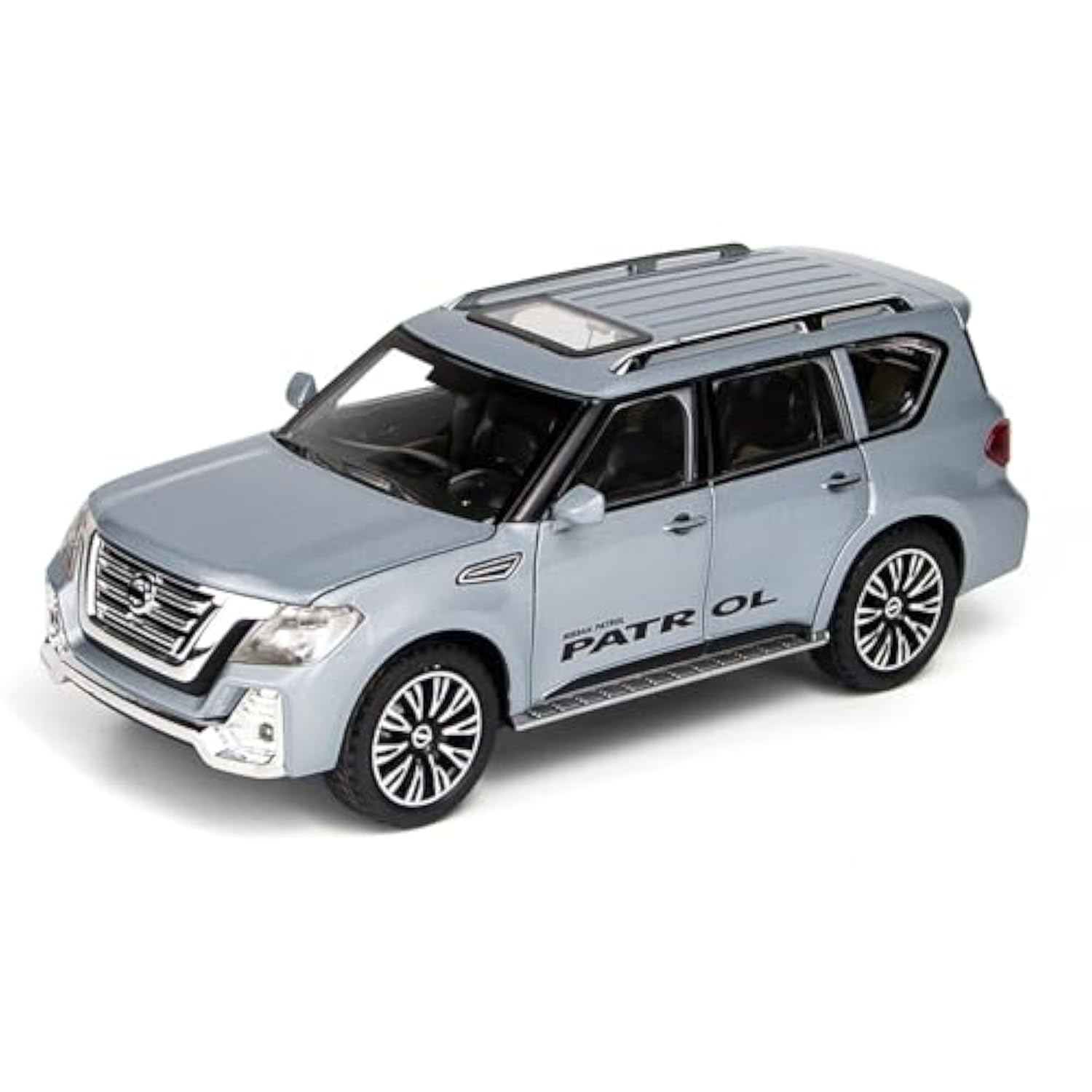 JMSM 1:24 For N-ISSAN For PATROL SUV Alloy Diecasts Model Car Sound And Light Simulation Toy Vehicles Gift Collection Souvenir (Color : Gray)