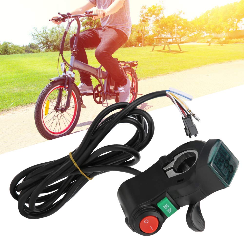 Poignée d'accélérateur de vélo, poignée d'accélérateur de vélo électrique écran d'affichage à LED interrupteur à clé vélo électrique accessoire de poignée d'accélérateur de scooter électrique accessoi