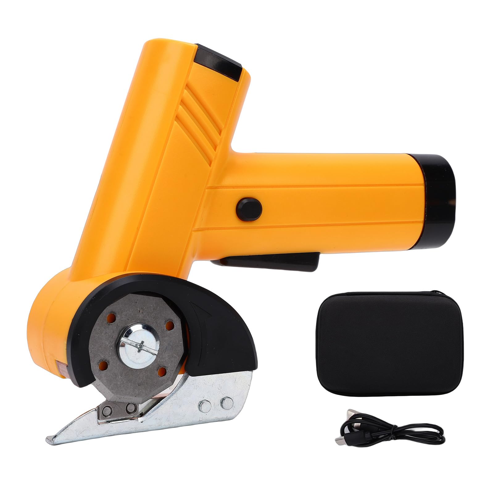Ciseaux électriques sans fil pour tissu, coupe rechargeable à 4 vitesses avec sac de rangement léger pour bricolage, artisanat, coupe du cuir, jaune