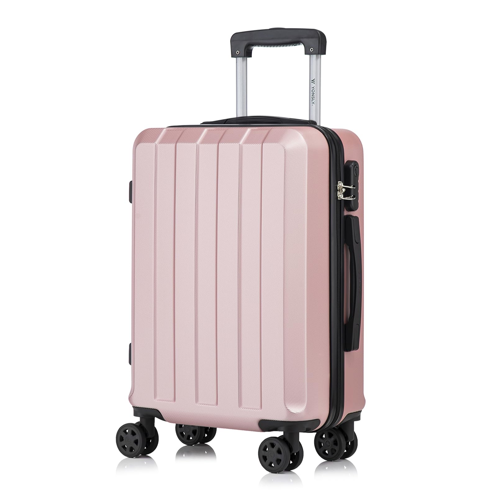 yonsly Koffer Suitcase, Trolley Reisekoffer, Rollkoffer Handgepäck mit 4 Rollen 360°, ABS Hartschalen, Sicherheitsschloss, Weicher Gummigriff, 210D-Futter