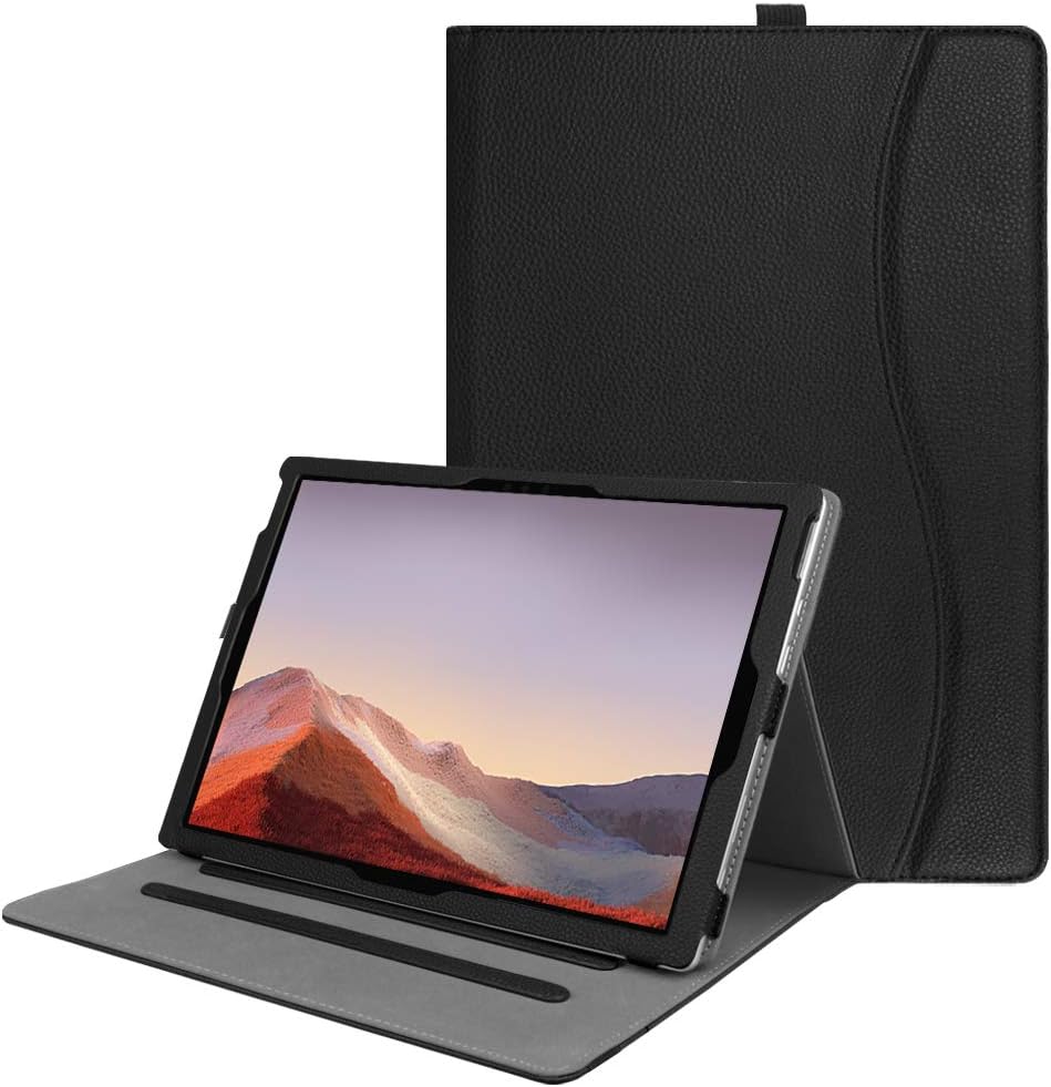 Fintie Case for Microsoft Surface Pro 7+ / Surface Pro 7 / Surface Pro 6 / Surface Pro 5 4 3, Multiple Angle Viewing Folio Stand Cover with Card Pocket, Compatible with Type Cover Keyboard (Black)