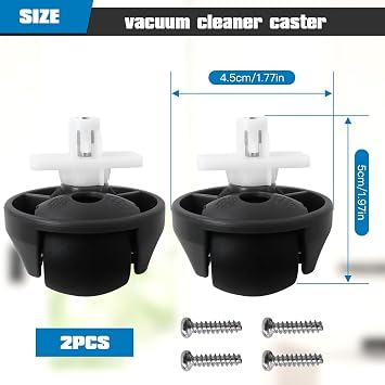 Grey and Black Front Caster Wh-EEL Replacement Compatible for Roborock Q5, for Q7 Max Series Robot Vacuum Cleaners (2 Pack)