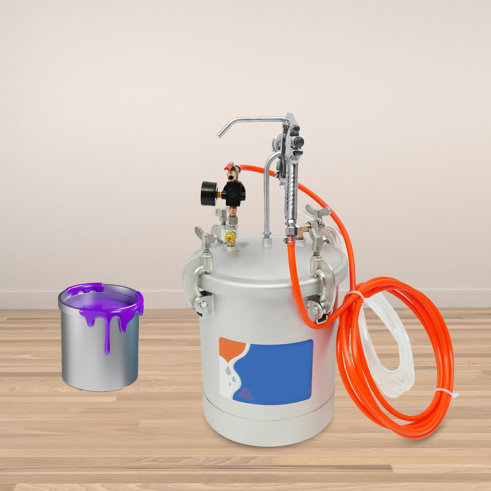 10 l, 2 galony zbiornik ciśnieniowy, pistolet natryskowy do malowania i dysza 3 mm, 2 węże, 45 do 60 psi, kolorowy zbiornik ciśnieniowy do przemysłowego malarstwa komercyjnego, kolorowa farba